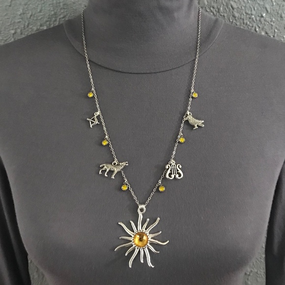 “Apollo: God of the Sun" Greek Roman Mythology Handmade Necklace, Lyre, Wolf - Picture 8 of 14